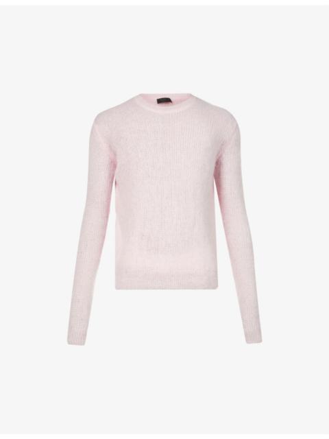Prada Brand-badge crewneck mohair-blend sweatshirt