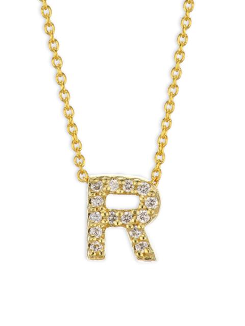 ROBERTO COIN Women's Tiny Treasures Diamond & 18K Yellow Gold Initial Necklace - Initial R