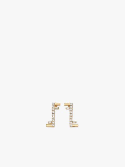 FENDI Fendi First logo earrings, with soft, tennis-style construction. Made of metal with a gold finish. E