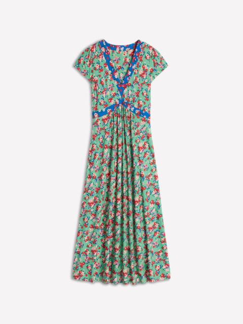 BODEN Bias Cut Jersey Midi Dress-Jade, Painterly Posy