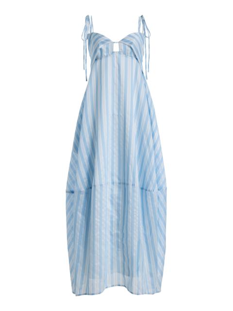 SIMKHAI Melly Yarn-Dyed Midi Dress blue