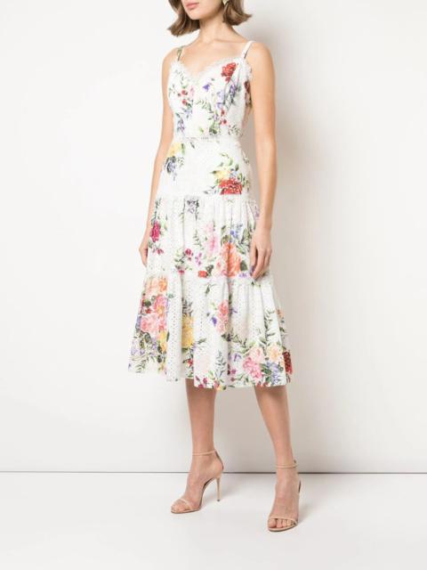 PRINTED SLEEVELESS EYELET MIDI