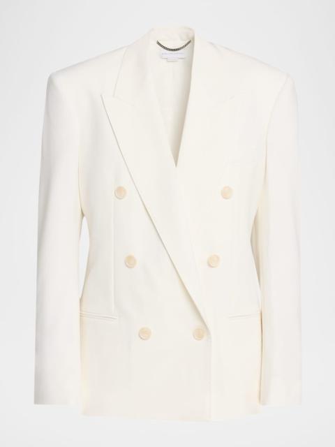 Stella McCartney Double-Breasted Wool Canvas Tuxedo Blazer