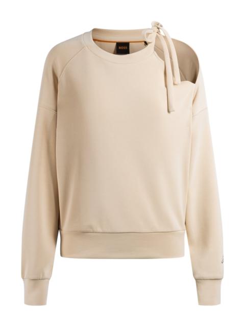 BOSS TIE-NECK SWEATSHIRT WITH HANDWRITTEN LOGO