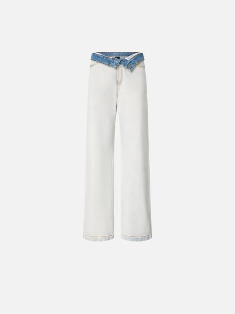 PINKO JEANS WITH CONTRASTING FOLD-DOWN WAIST