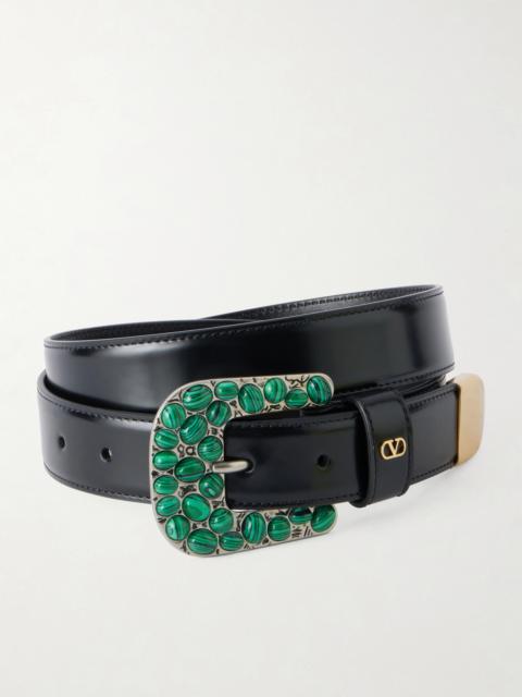 Valentino Vlogo Embellished Leather Belt