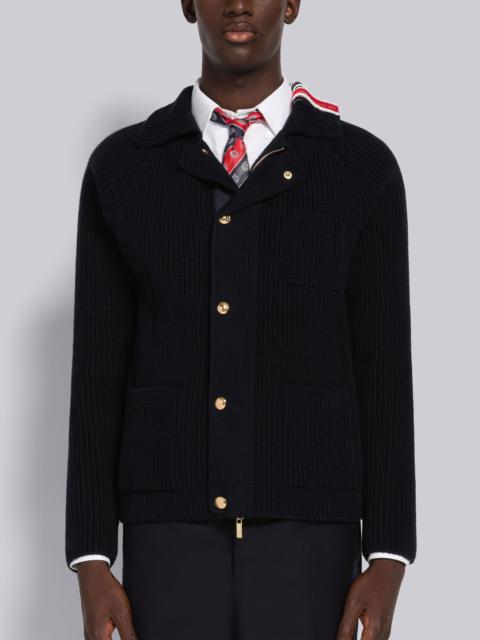 Cardigan Stitch Cotton Stripe Raglan Zip Jacket