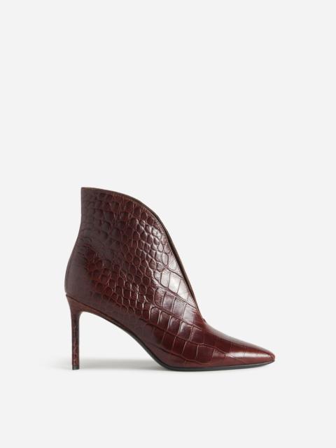 CO V-Cut Heeled Bootie in Embossed Leather