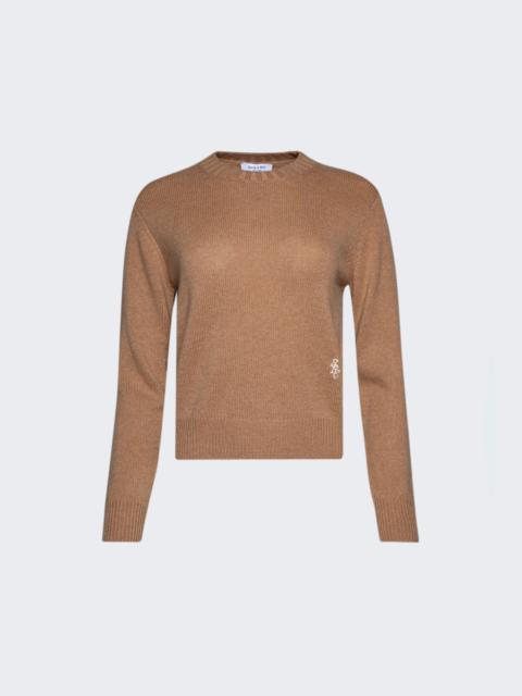 Sporty & Rich Crewneck Sweater Camel And White