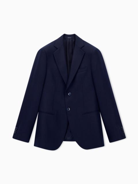 GIORGIO ARMANI SINGLE-BREASTED BLAZER IN MICRO-PATTERNED CASHMERE WITH LAPELS