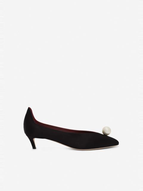MAGDA BUTRYM Almond pumps with pearl detail in black satin