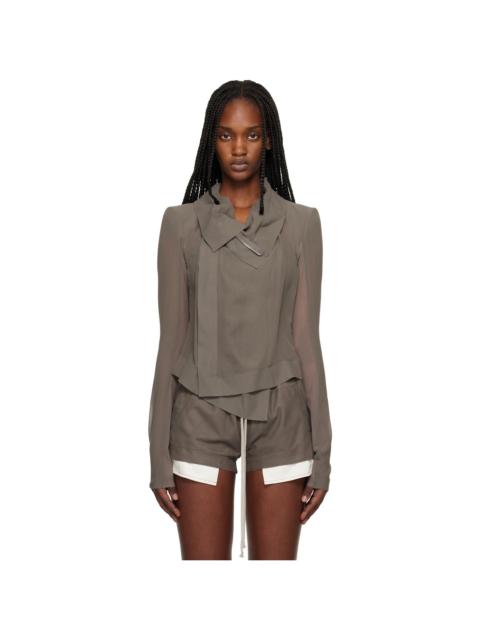 Rick Owens Gray Temple Classic Biker Jacket
