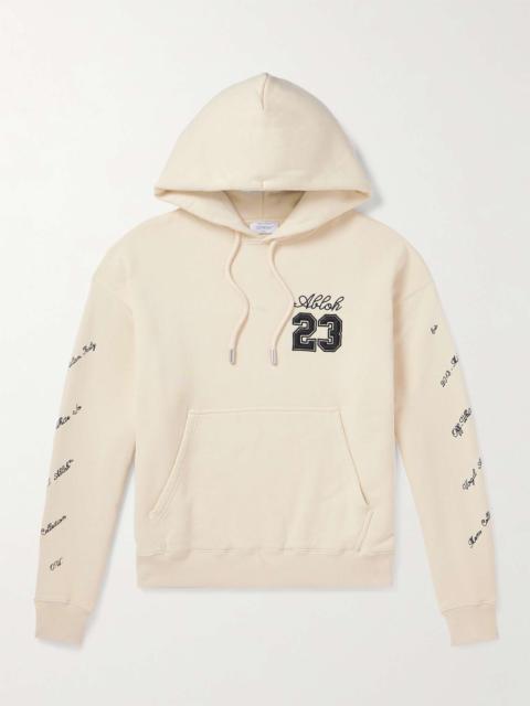 Off-White Embroidered Cotton-Jersey Hoodie