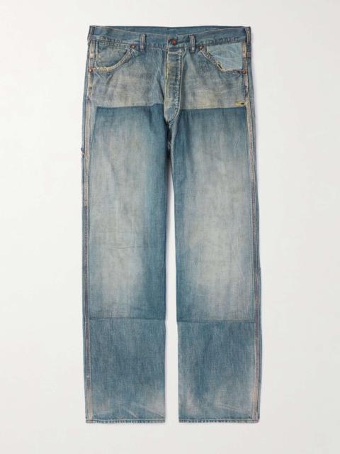 SAINT M×××××× Straight-Leg Distressed Embroidered Jeans