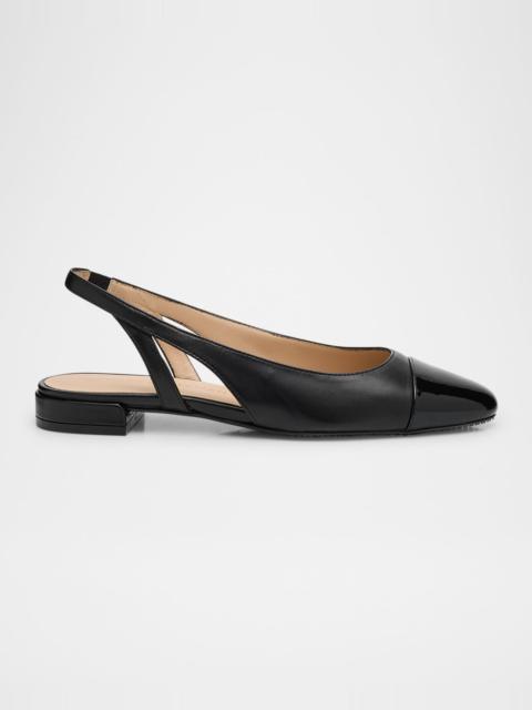 Stuart Weitzman Sleek Leather Slingback Ballerina Flats