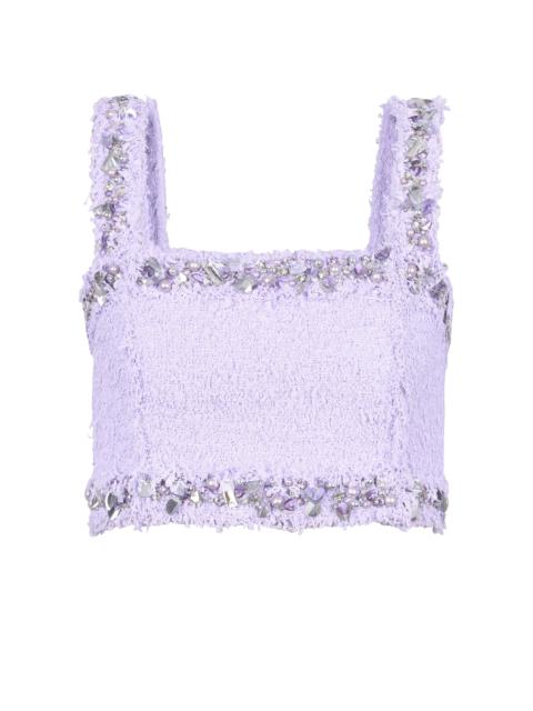 Balmain Tweed bra top with embroidered details