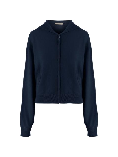 Allude hooded zip-up sweater