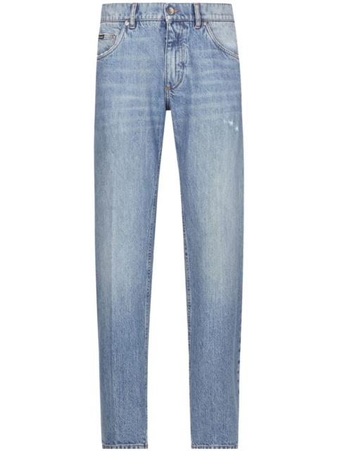 Dolce & Gabbana logo-embroidered jeans