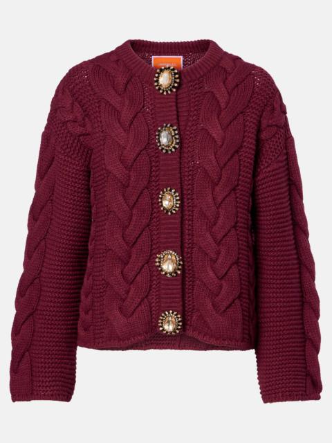 La DoubleJ Portrait embellished wool-blend cardigan
