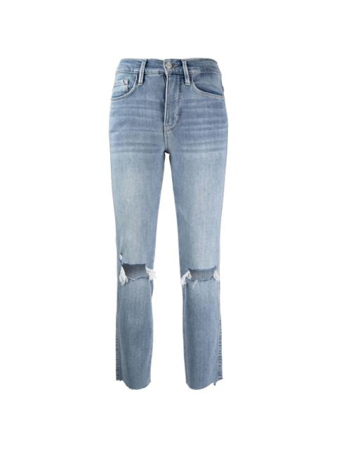 ripped-knee cropped jeans