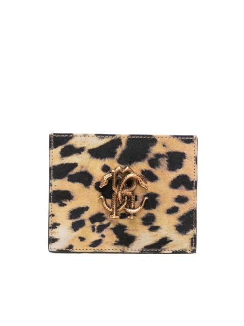 Roberto Cavalli Jaguar Skin-print suede cardholder