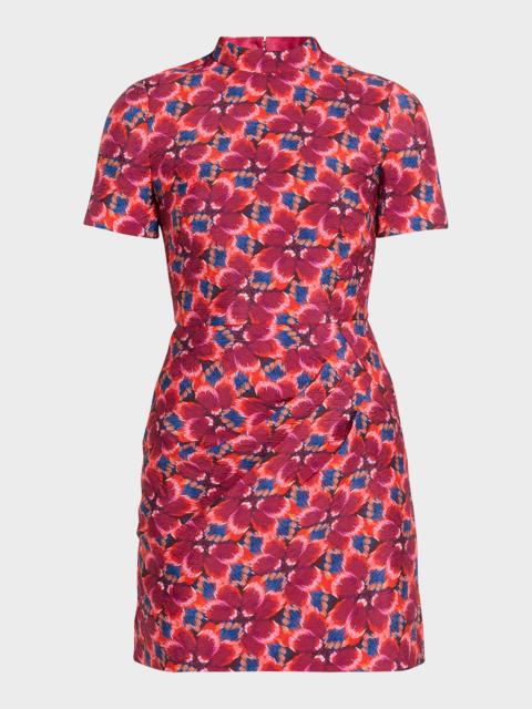SALONI Draped Floral Mini Dress