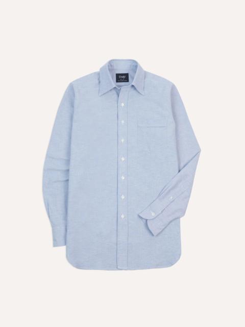 Drake's Blue Cotton Oxford Cloth Long Point Collar Shirt
