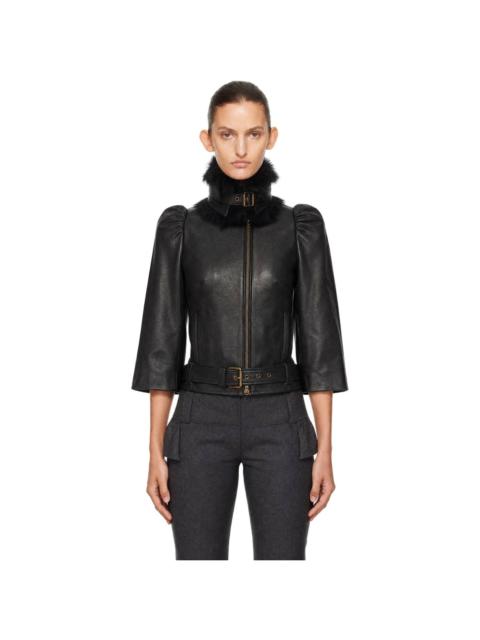 KNWLS Black Victoria Collar Leather Jacket