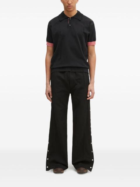 Andersson Bell distressed ribbed-trims polo shirt