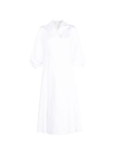 peak-lapels cotton midi dress