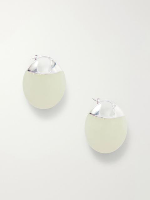 LIÉ STUDIO The Erin silver and serpentine hoop earrings Light green