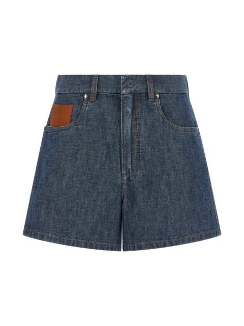 FENDI Chambray Denim Shorts