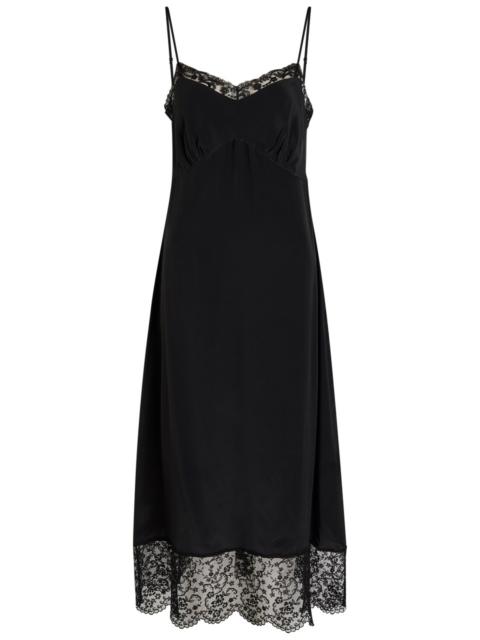 Simone Rocha Simone Rocha Lace-trimmed Crepe-de-chine Midi Dress