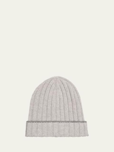 Brunello Cucinelli Men's Tipped Cashmere Rib Beanie Hat