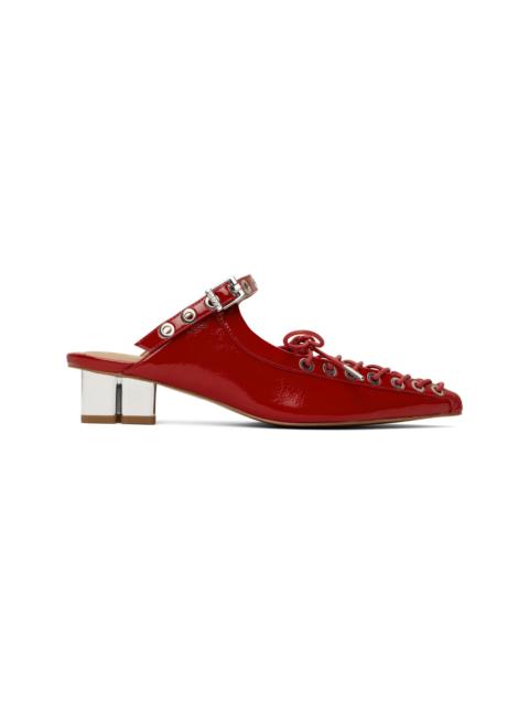 GANNI Red Lace-Up Mules