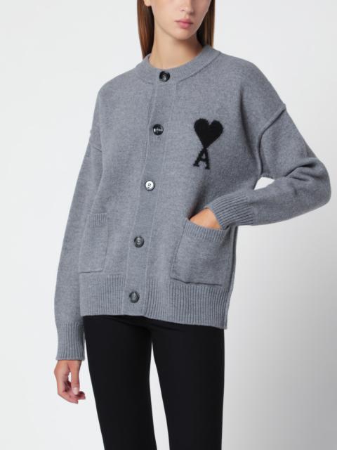 AMI Paris Grey Ami de Coeur wool cardigan