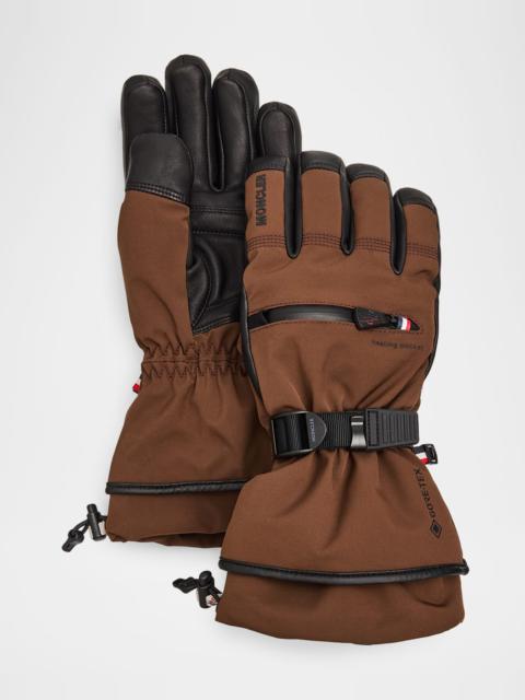 Moncler Grenoble x Reusch Men's Leather and Stretch Nylon Padded Gloves with Pocket