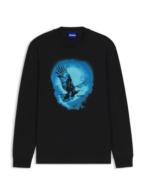HUGO COTTON-JERSEY T-SHIRT WITH EAGLE PRINT