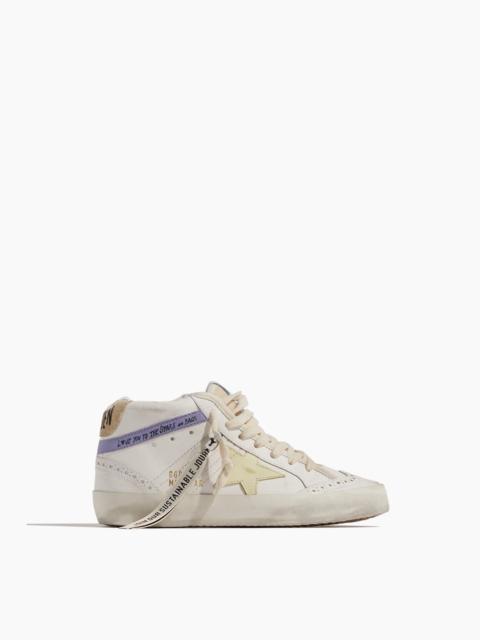 Golden Goose Mid Star Sneaker in White/Beige/Light Yellow/Light Purple