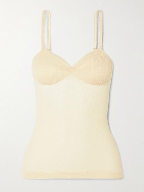 Victoria Beckham Pointelle-knit Cotton-blend Camisole