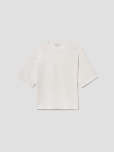 AGOLDE SHOULDER CUT OUT T-SHIRT IN WHITE ASH