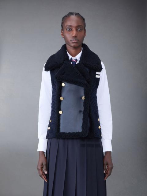 Thom Browne Textured Wool and Shearling 4-Bar Combo Vest