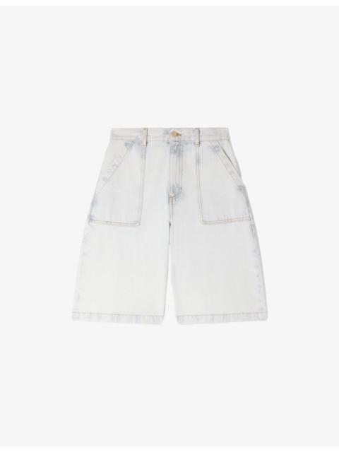 Sandro Straight-Leg Faded-Wash Denim Bermuda Shorts