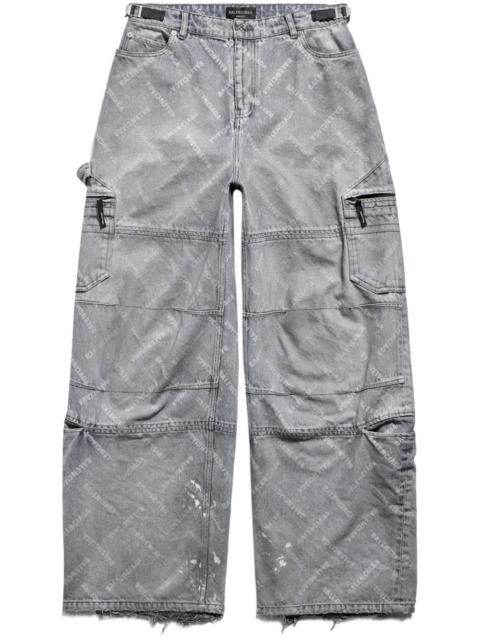 BALENCIAGA logo-print wide-leg jeans
