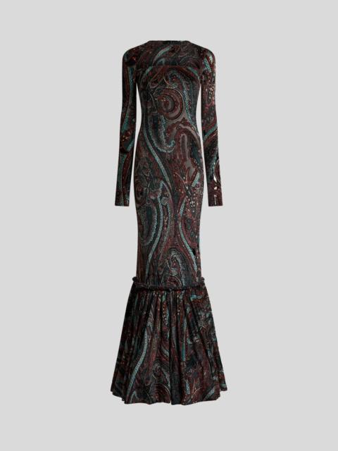Etro CHENILLE JACQUARD LONG DRESS WITH PAISLEY MOTIF