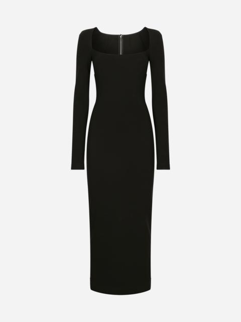 Dolce & Gabbana Long-sleeved jersey Milano rib sheath dress: