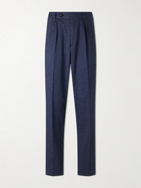 massimo alba Stan Straight-Leg Pleated Cotton Trousers