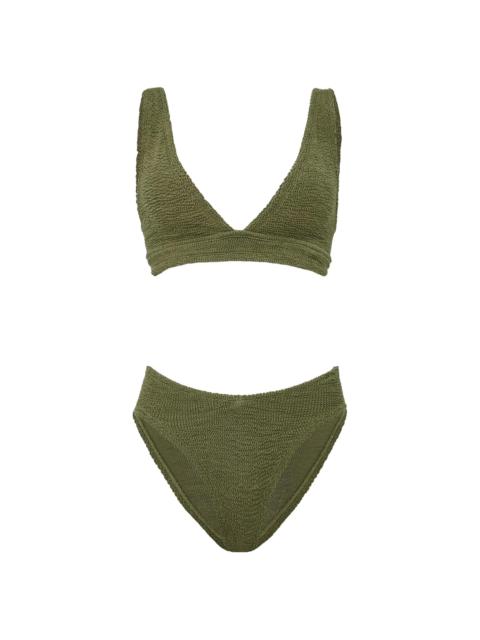Hunza G Women's Angel Textured Knit Bikini - Metallic Moss