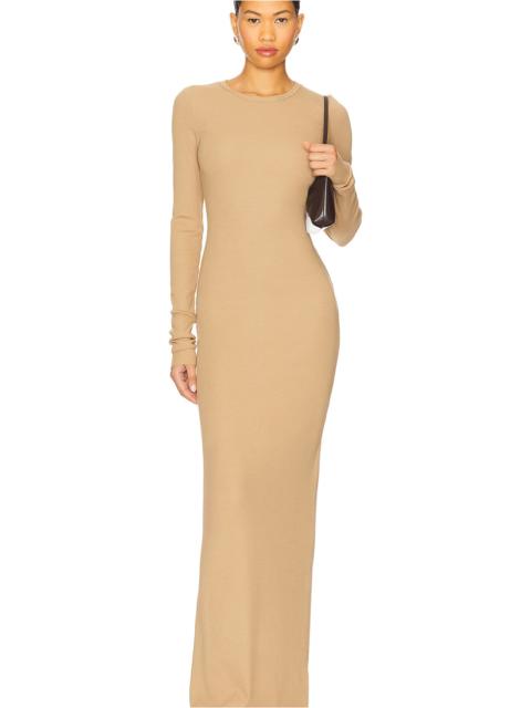 ÉTERNE Long Sleeve Crewneck Butter Rib Maxi Dress