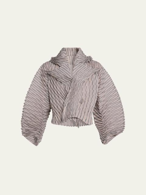 ISSEY MIYAKE Stripes Sculpted Crop Jacket